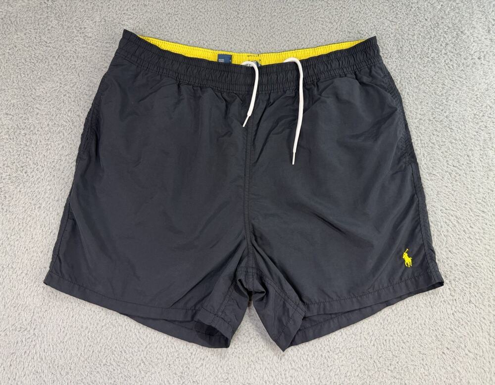 Polo Ralph Lauren Vintage Mens Black Nylon Swimming Shorts Size XL